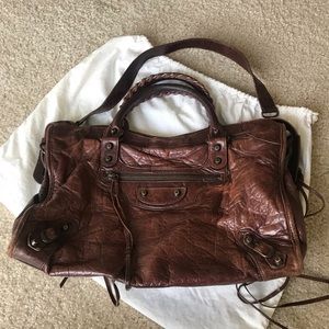 Balenciaga City shoulder bag dark brown leather